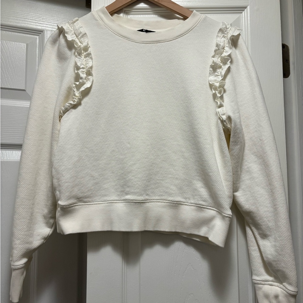 PAIGE Cream Ruffle Sweatshirt